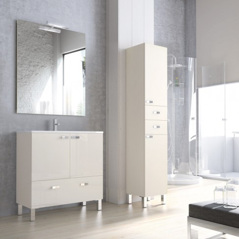 Mueble de baño VENECIA L fondo reducido espejo y lavabo B&K